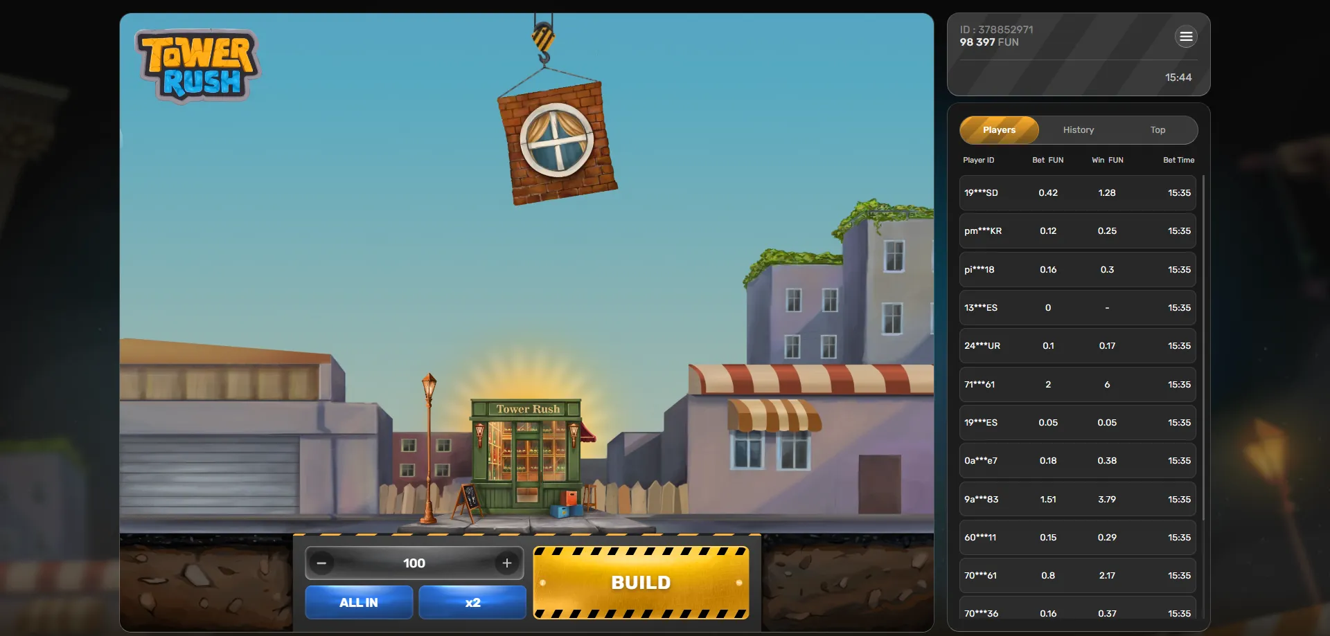 Register at a licensed casino to play Tower Rush for real money